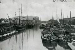 A postcard of Goole\'s very busy Barge Dock in the early 1890s.