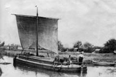 A keel under way on a canal.
