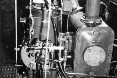 A close up of a barge engine.