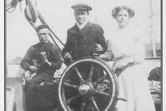 GDMA060 Posing at the wheel of a Goole billyboy, circa 1904. GDMA060 Posing at the wheel of a Goole billyboy, circa 1904.