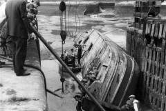 A sunken barge in Barge Dock.