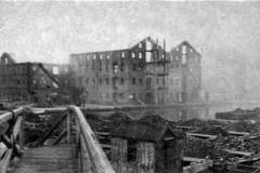 The remains of the burnt out Bond Warehouse, Goole.
