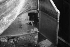 The stern and propellor of a barge.