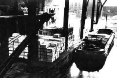 Barge Beta BW moored in a covered wharf.