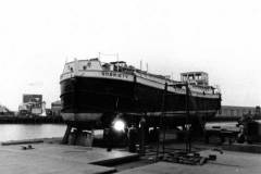 The barge Sobriety under repair at Camplings of Goole.