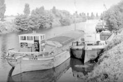 The barges Misterton and Ethel moored on the River Ouse.