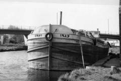 The moored, unladen 'Sheffield' size barge LYS.