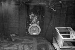 View of barge engine and deck.
