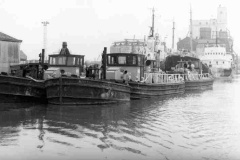 Moored tugs in Goole Docks.