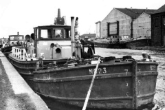 Moored tugs in Goole Docks.