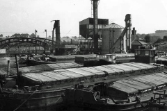 Numerous barges moored in Stanley Ferry Basin.