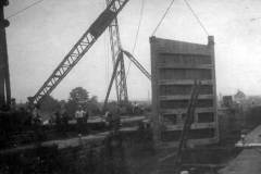 Lifting a new, very large canal lock gate.