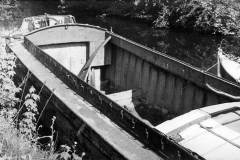 The hold of a barge.