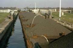 A diesel tug waiting to leave a lock.