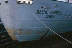 MV Baltic Express in drydock in Goole Docks.