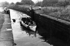 The ex-Windermere launch Doreen entering a lock.