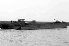 A motor barge underway on the River Trent.