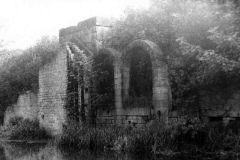 A view of the derelict remains of Woodside Mill.
