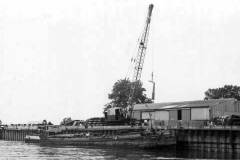 A motor barge alongside a wharf at Gainsborough.