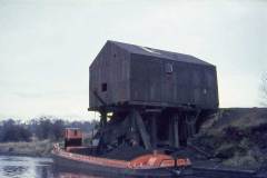 Motor barge Renee under a coal drop.
