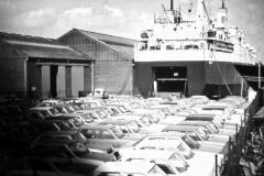 Newly imported cars in Goole Docks.