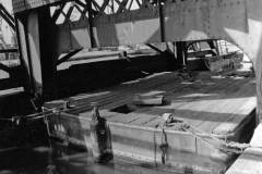 A boarded over compartment boat.