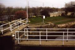 The lock gates of Ferrybridge Flood Lock.