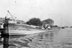 A motor barge at Rawcliffe Bridge wharf.