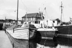 Vessels moored stern-on in the Selby Basin.