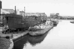 A tanker barge under construction.
