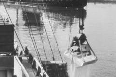 Discharging a cargo of sulphur.