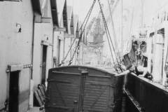 Lifting a standard railway container.