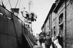 Unloading a vessel in Goole Docks.