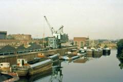 A mixture of barges at a coal staithe.