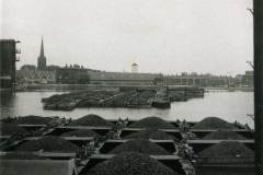 Compartment boats stored in Goole Docks.