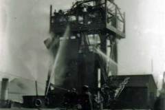 A boat hoist on fire in Goole Docks.