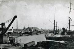 Steamships and barges moored in Goole's Railway Dock.