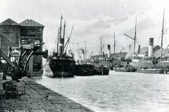 Steamships moored in Goole Docks.