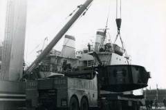 Lifting a large diameter metal vessel in Goole Docks.