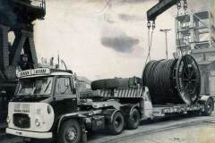 Lifting a 37-ton coil of steel wire rope.