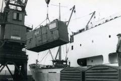 MV Byland Abbey discharging a de-mountable British Railways container.