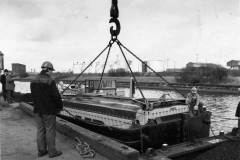 A container in a lengthened compartment boat.