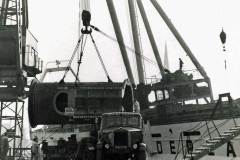 The MV Marijke Irene at the 44-ton 'jumbo' derrick in Goole's Stanhope Dock.