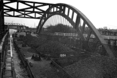Compartment boats crossing Stanley Ferry Aqueduct.