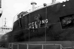 Stephenson Clark Ltd's collier MV Beeding being repainted.