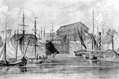 An engraving of Goole Docks.
