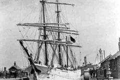 A sailing ship entering Goole's Victoria Lock