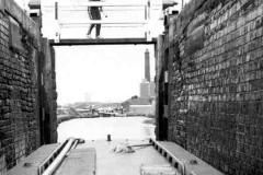 A barge in a lock