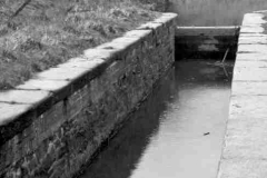 An empty canal lock.