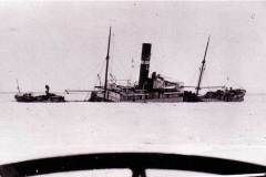 SS Neptun submerged having run onto Whitton Sands in the Humber.